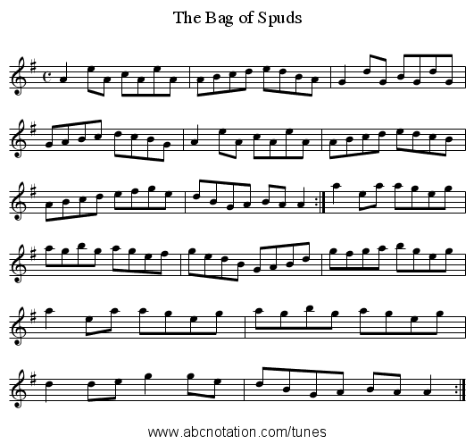 The Bag of Spuds - staff notation