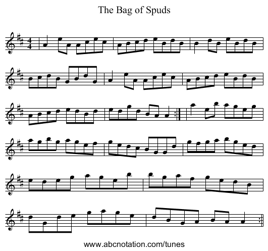 The Bag of Spuds - staff notation