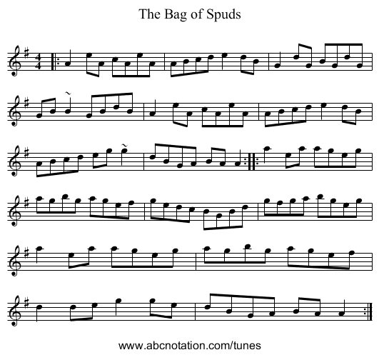 The Bag of Spuds - staff notation