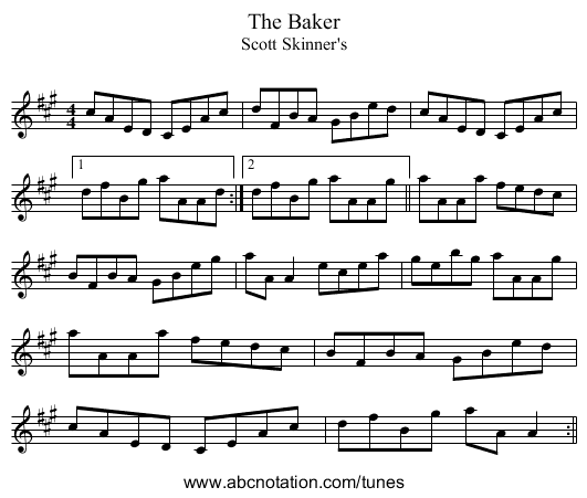 The Baker - staff notation