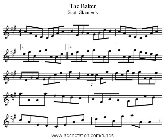 The Baker - staff notation
