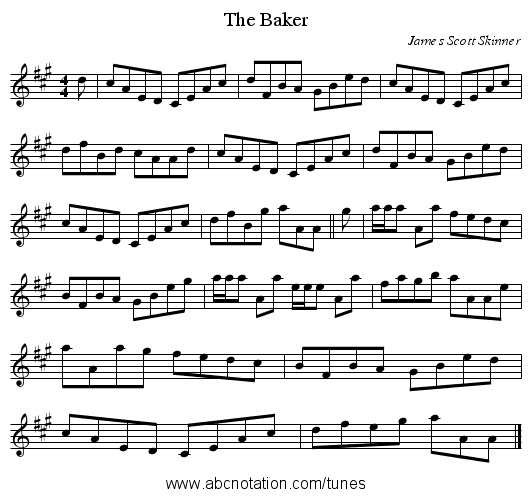The Baker - staff notation