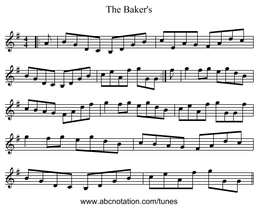The Baker's - staff notation