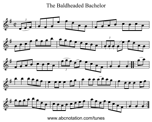 The Baldheaded Bachelor - staff notation