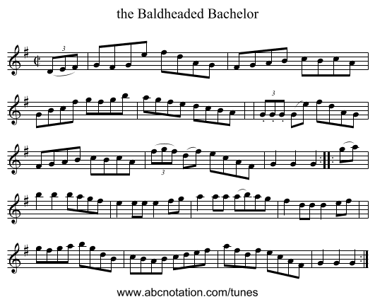 the Baldheaded Bachelor - staff notation