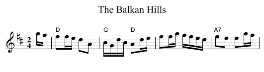 The Balkan Hills - staff notation