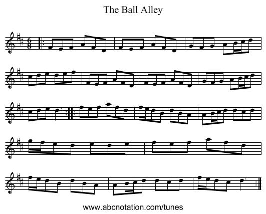The Ball Alley - staff notation