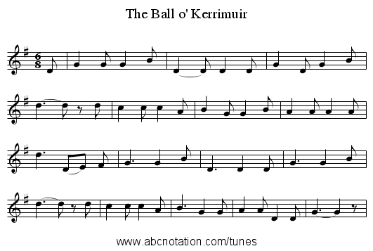 The Ball o' Kerrimuir - staff notation