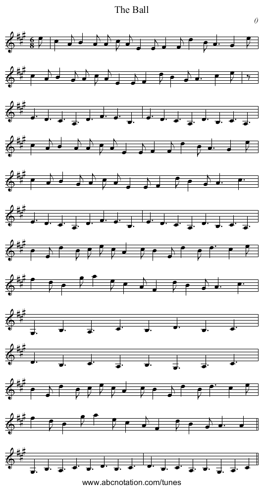 The Ball - staff notation