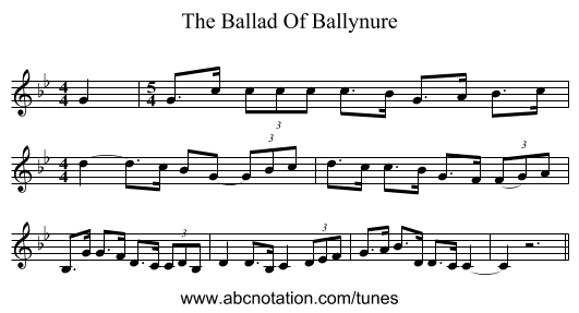 The Ballad Of Ballynure - staff notation