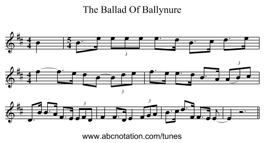The Ballad Of Ballynure - staff notation