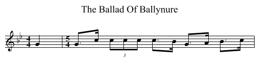 The Ballad Of Ballynure - staff notation