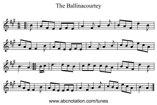 The Ballinacourtey - staff notation
