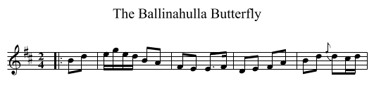 The Ballinahulla Butterfly - staff notation
