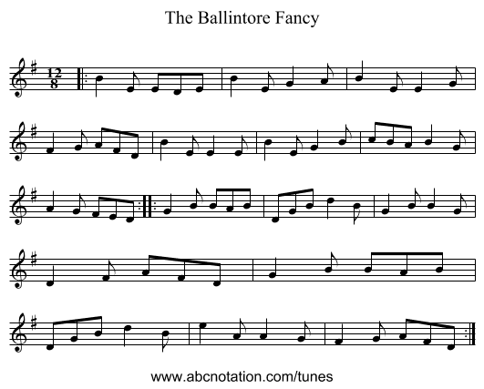 The Ballintore Fancy - staff notation
