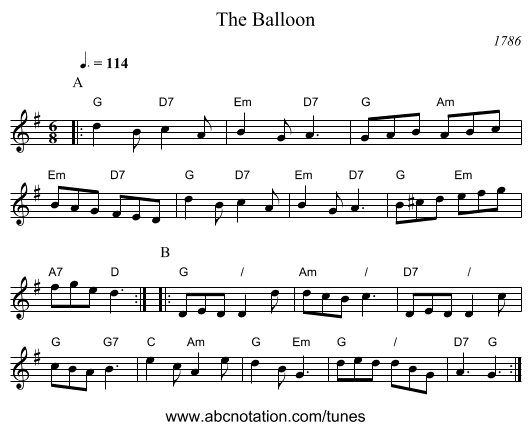 The Balloon - staff notation