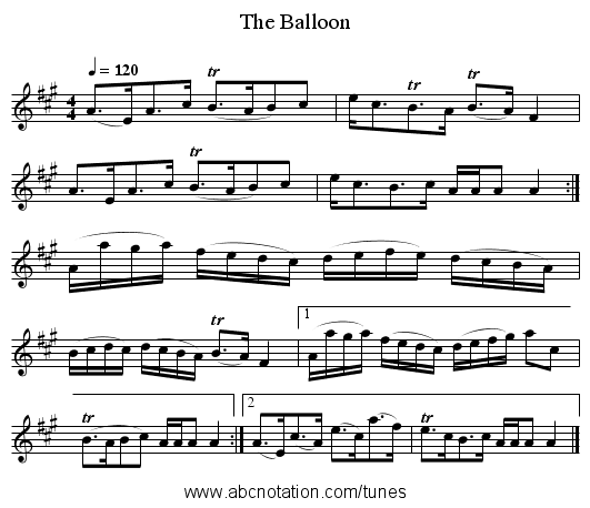 The Balloon - staff notation