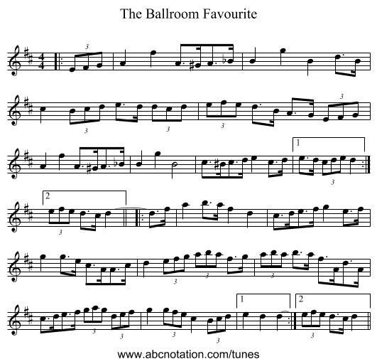 The Ballroom Favourite - staff notation