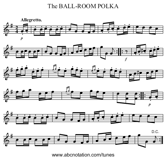 The BALL-ROOM POLKA - staff notation