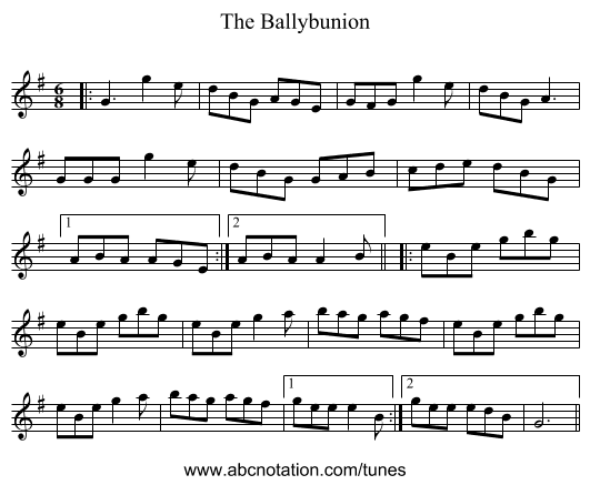 The Ballybunion - staff notation