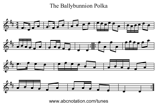 The Ballybunnion Polka - staff notation