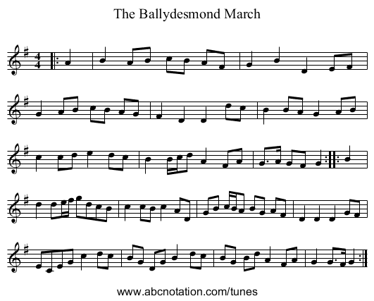 The Ballydesmond March - staff notation
