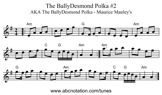The BallyDesmond Polka #2 - staff notation