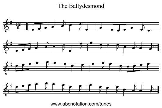 The Ballydesmond - staff notation