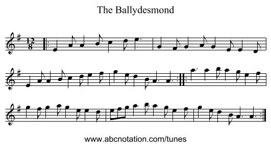 The Ballydesmond - staff notation