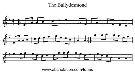 The Ballydesmond - staff notation