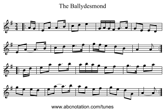 The Ballydesmond - staff notation