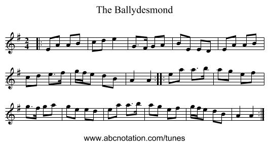The Ballydesmond - staff notation