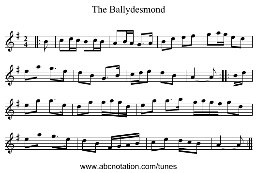 The Ballydesmond - staff notation