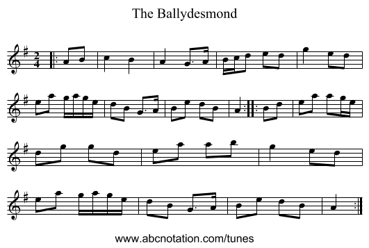 The Ballydesmond - staff notation