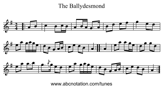 The Ballydesmond - staff notation