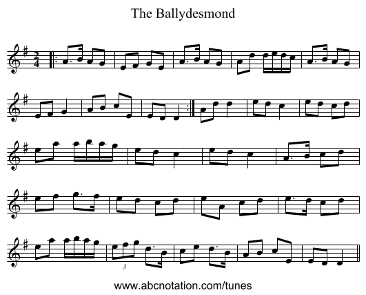 The Ballydesmond - staff notation