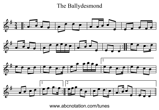 The Ballydesmond - staff notation