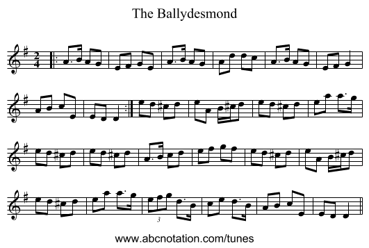 The Ballydesmond - staff notation
