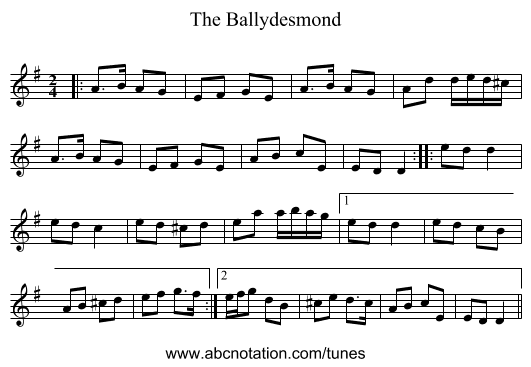 The Ballydesmond - staff notation