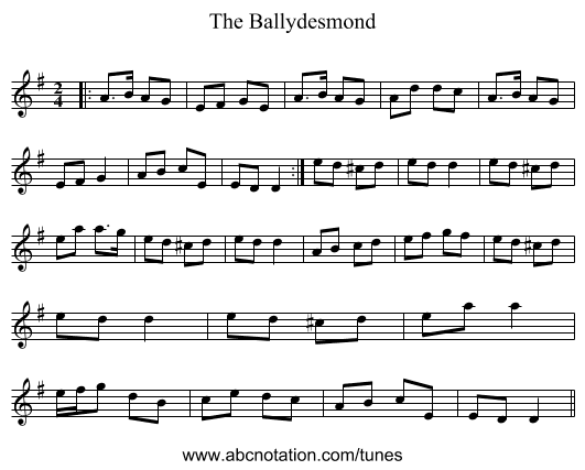 The Ballydesmond - staff notation