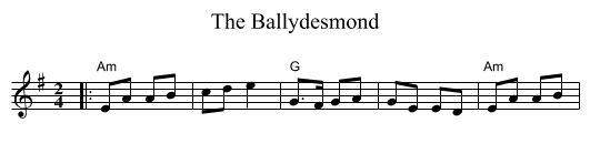 The Ballydesmond - staff notation