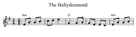 The Ballydesmond - staff notation