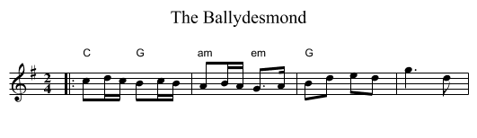 The Ballydesmond - staff notation