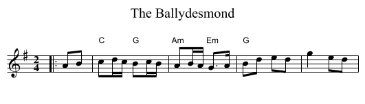The Ballydesmond - staff notation