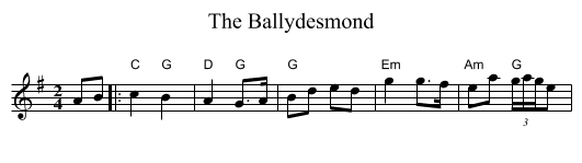 The Ballydesmond - staff notation