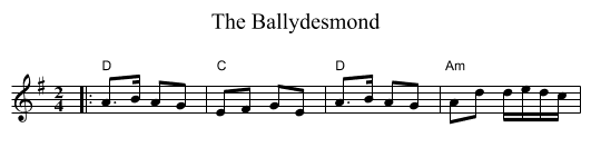 The Ballydesmond - staff notation