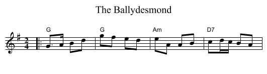 The Ballydesmond - staff notation