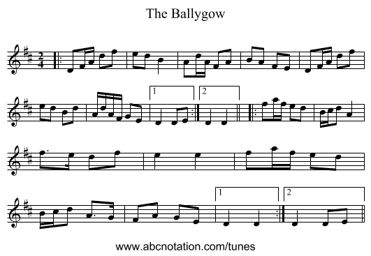 The Ballygow - staff notation
