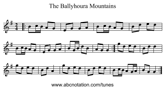 The Ballyhoura Mountains - staff notation