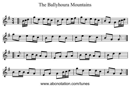 The Ballyhoura Mountains - staff notation